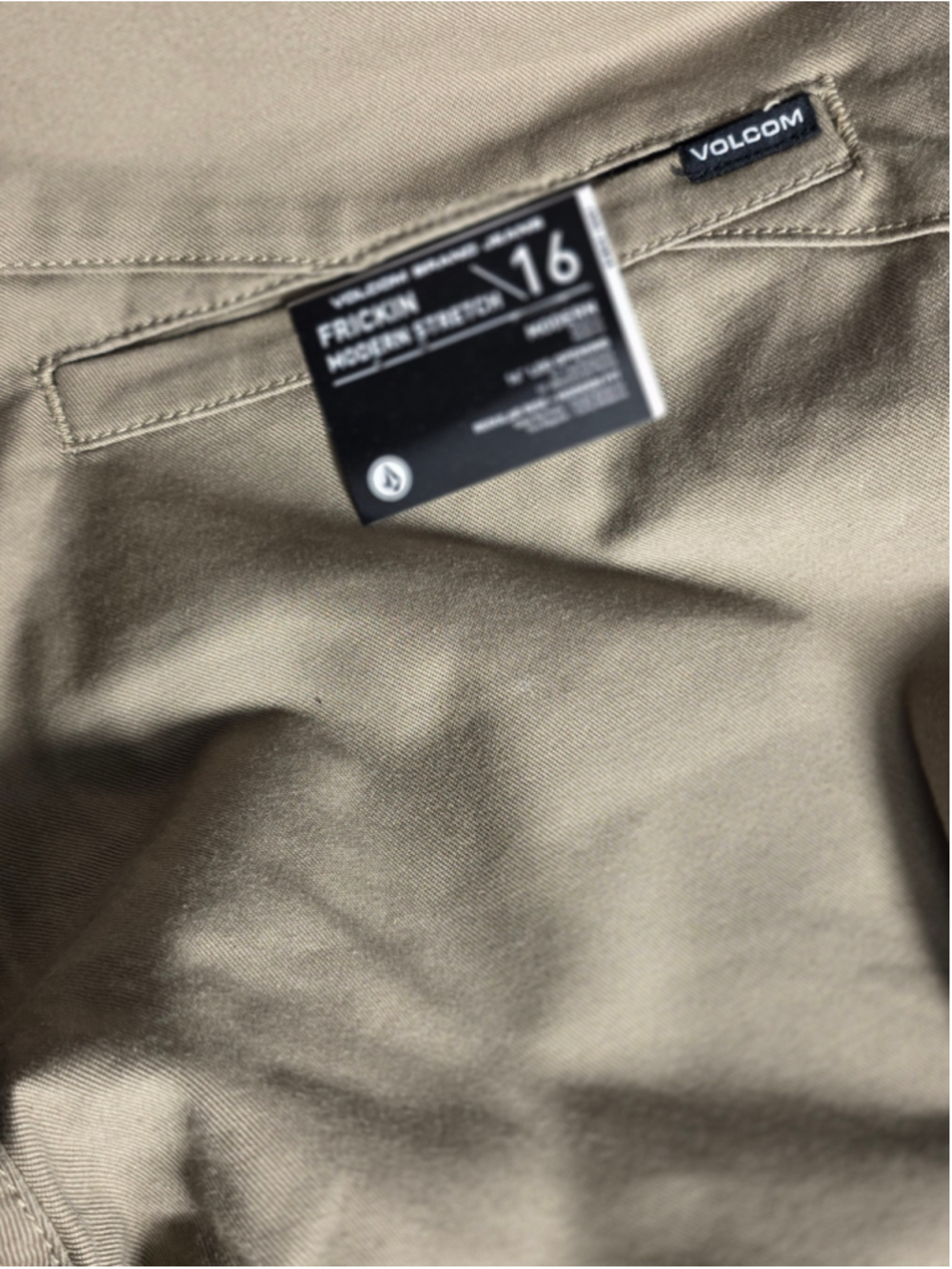 Men's Volcom Frickin Modern Stretch Chino Pants, Beige, Waist 32 x 30, workwear - Picture 5 of 9